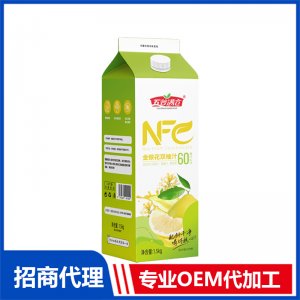 假屋顶盒系列1500克NFC金银花双柚汁OEM代加工 果汁贴牌定制源头厂家