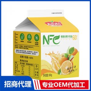 假屋顶盒系列300克NFC橙复合果汁饮品OEM代加工 果汁贴牌定制