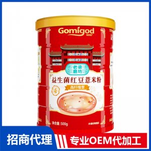 老梁磨坊益生菌红豆薏米粉罐装OEM代加工 红豆薏米粉贴牌代工